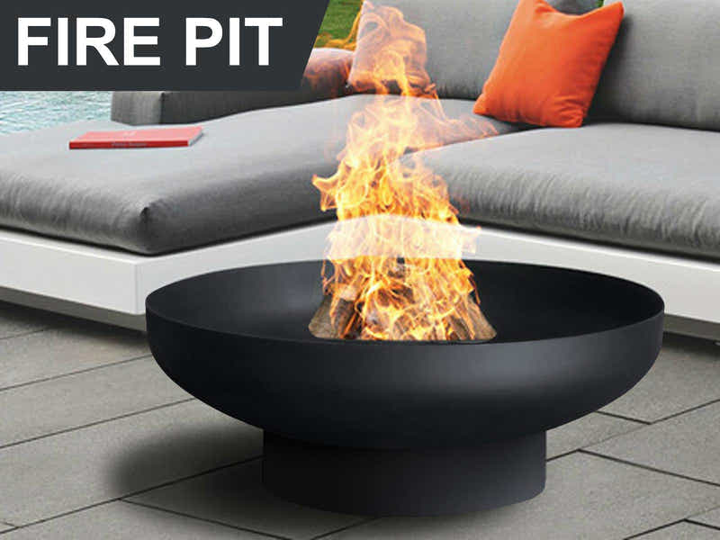 Steel Fire Pit Bowl with Black Finish - 70cm x 26cm