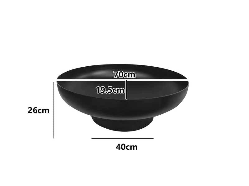 Steel Fire Pit Bowl with Black Finish - 70cm x 26cm