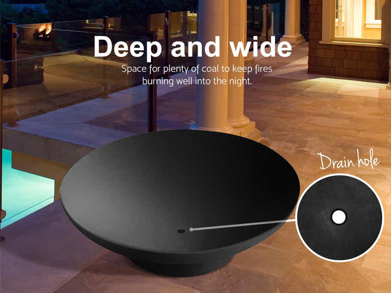 Steel Fire Pit Bowl with Black Finish - 70cm x 26cm