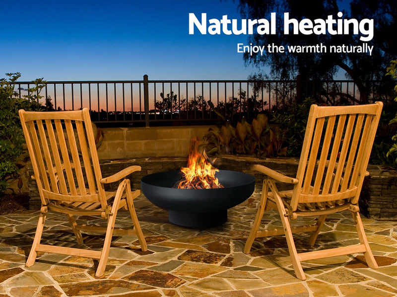 Steel Fire Pit Bowl with Black Finish - 70cm x 26cm