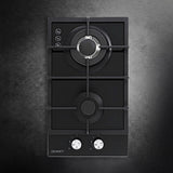 DS NA Devanti Gas Cooktop 30cm 2 Burner Built-in Stove Glass Cook Top NG LPG