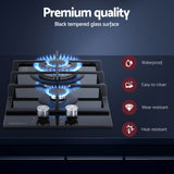 DS NA Devanti Gas Cooktop 30cm 2 Burner Built-in Stove Glass Cook Top NG LPG