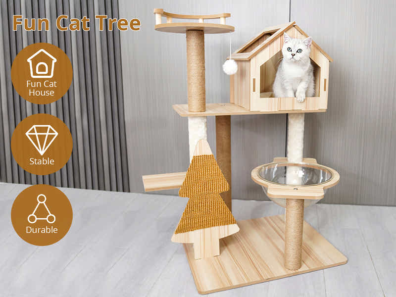 Wooden Cat Tree - 100cm