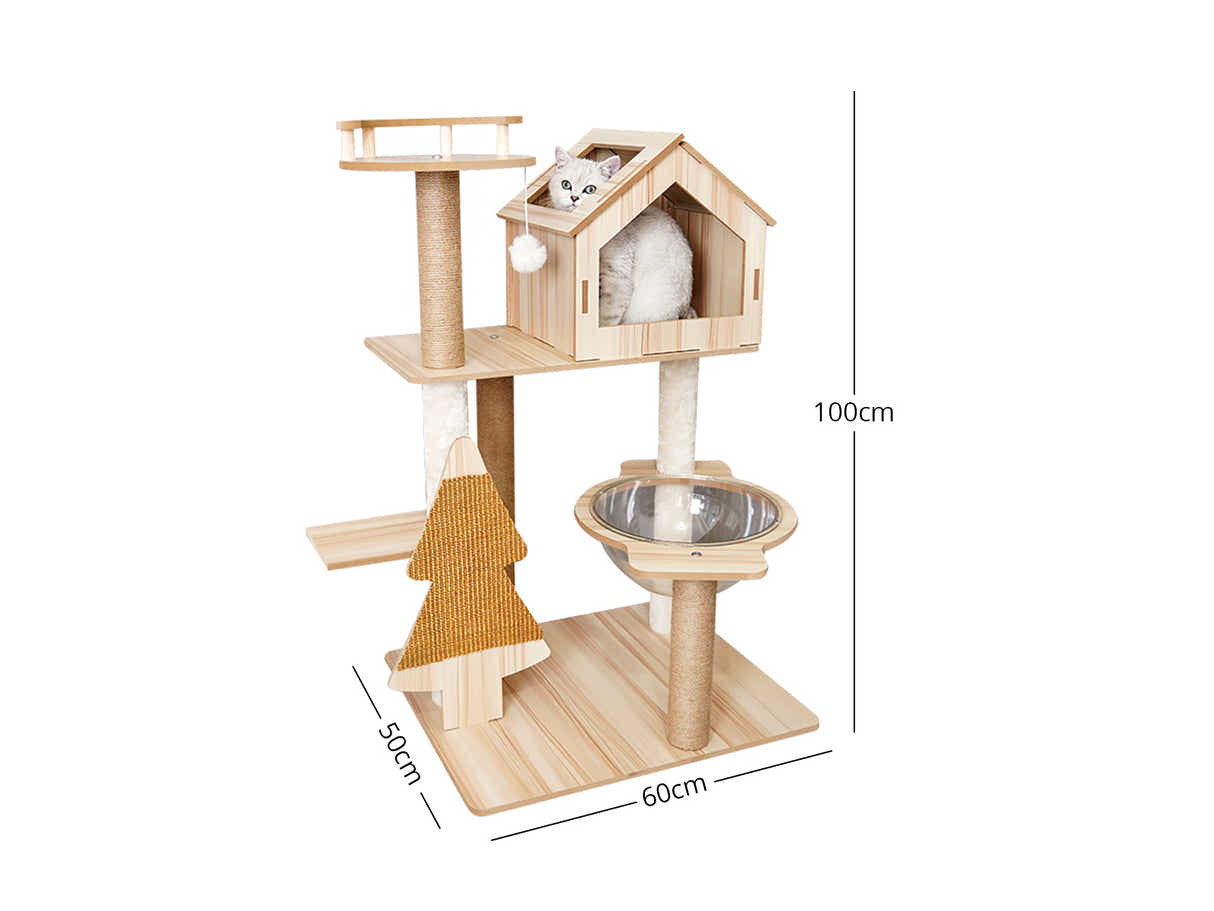 Wooden Cat Tree - 100cm