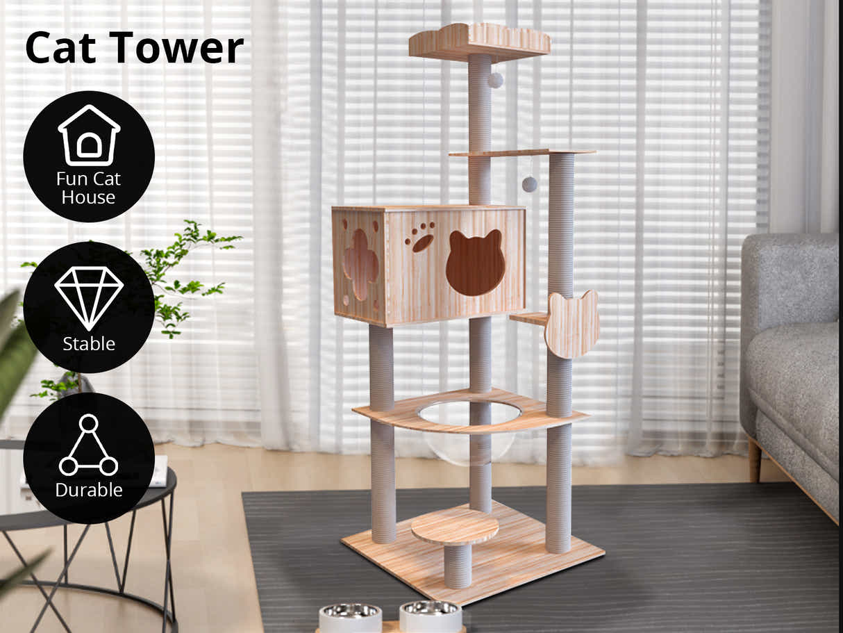 Cat Tree Wooden 1.65m