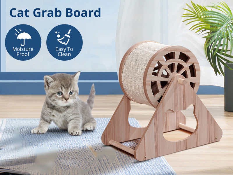 Wooden Cat Scratching Wheel