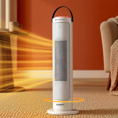 DS NA Devanti 2000W Ceramic Tower Heater Space Heaters Oscillating Indoor White