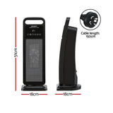 DS NA Devanti 2000W Ceramic Tower Heater Space Heaters Indoor Oscillating Black