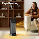DS NA Devanti 2000W Ceramic Tower Heater Space Heaters Indoor Oscillating Black