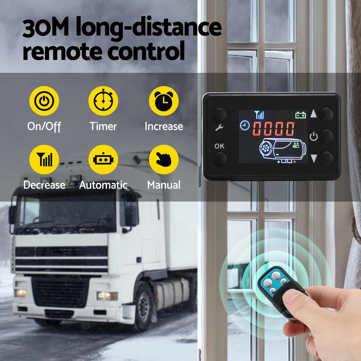 Diesel Air Heater 12-24V 2KW Remote Control for Car Bus RV Black