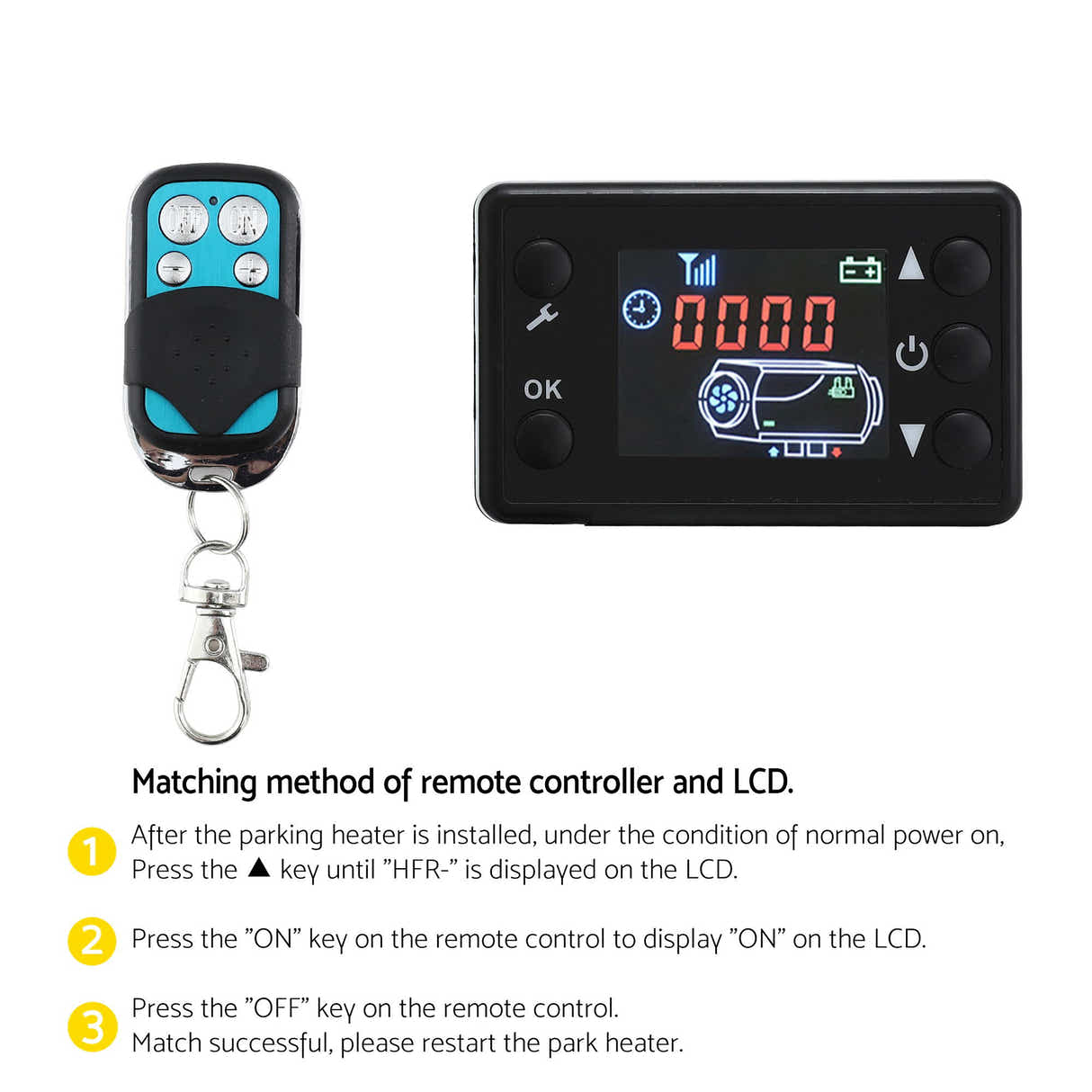 Diesel Air Heater 12-24V 2KW Remote Control for Car Bus RV Black