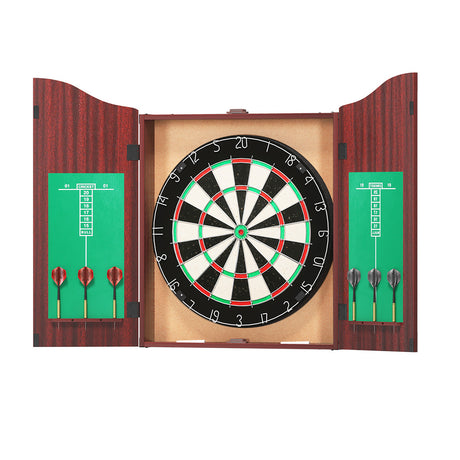 DS NA 18" Dartboard Dart Board with Steel Darts Wooden Cabinet Party Game