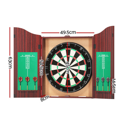 DS NA 18" Dartboard Dart Board with Steel Darts Wooden Cabinet Party Game