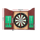 DS NA 18" Dartboard Dart Board with Steel Darts Wooden Cabinet Party Game