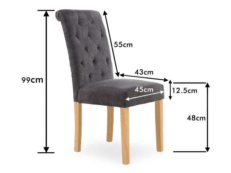 Grey Fabric Dining Chair with Wood Legs - Set of 2