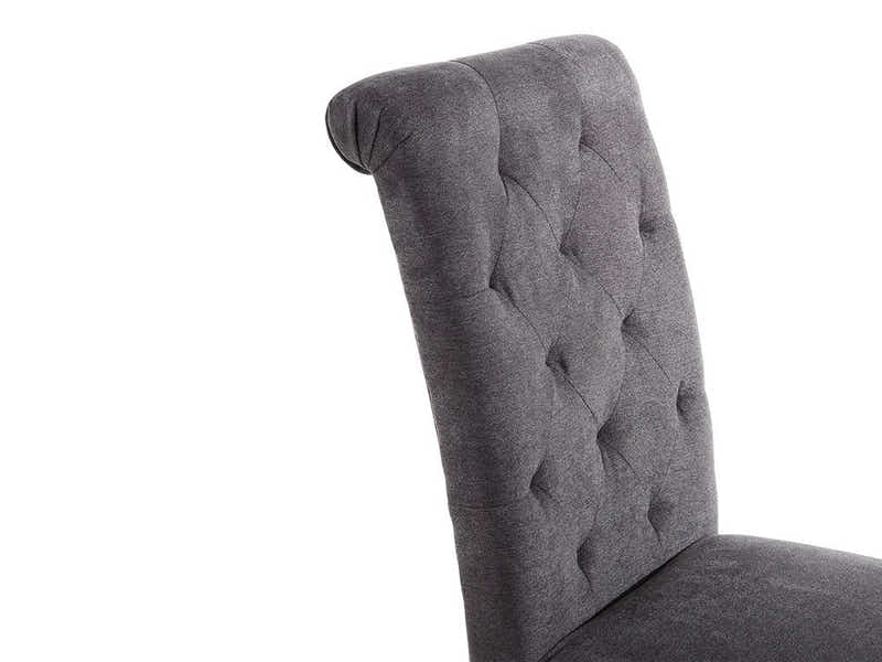 Grey Fabric Dining Chair with Wood Legs - Set of 2