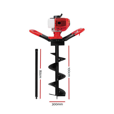 DS NA Giantz 80CC Petrol Post Hole Digger Drill Borer Fence Extension Auger Bit