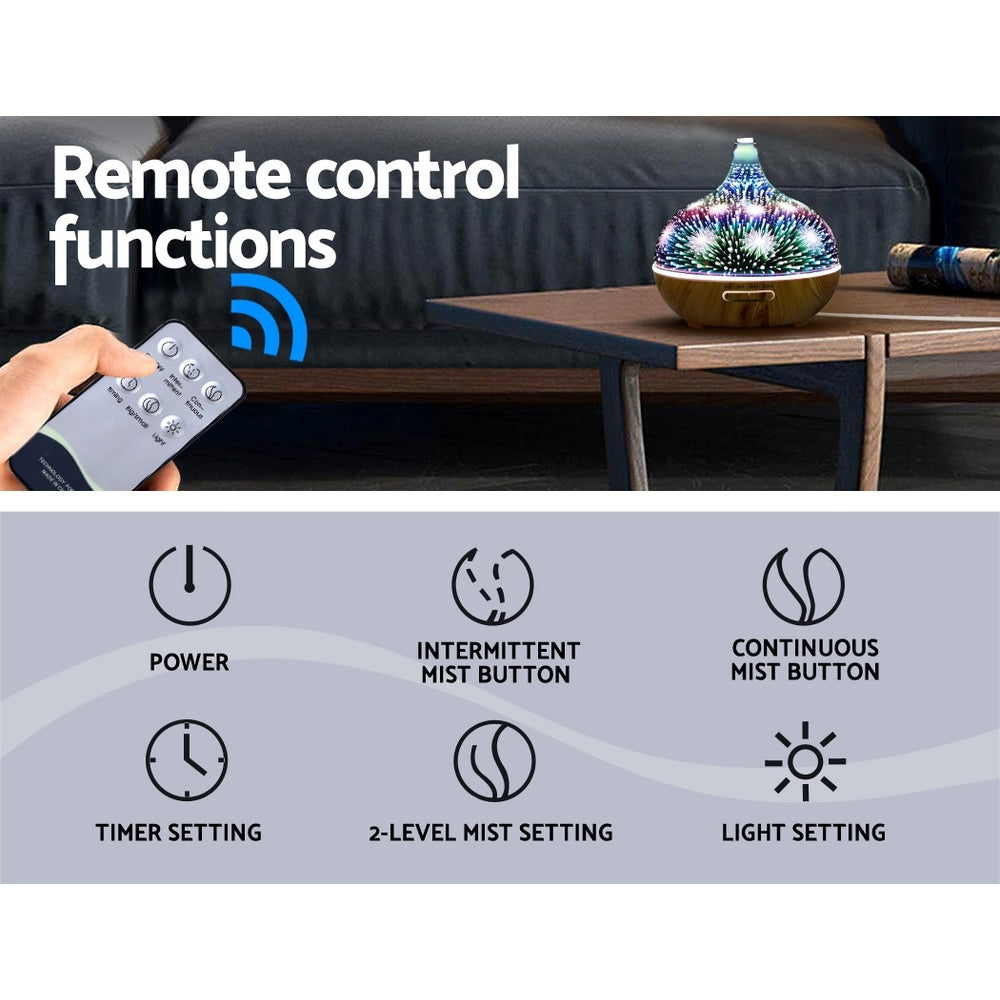 Aroma 3D Firework Air Humidifier Purifier 400ml Remote Control