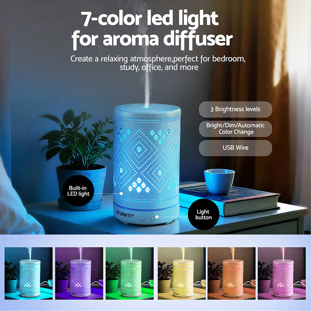 DS NA Devanti Ultrasonic Aroma Diffuser Aromatherapy 100ml LED Lights