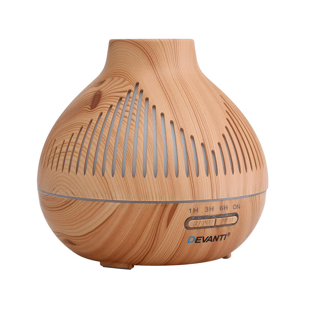 DS NA Devanti Ultrasonic Aroma Diffuser Aromatherapy 400ml LED Lights wood grain