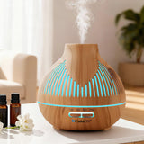 DS NA Devanti Ultrasonic Aroma Diffuser Aromatherapy 400ml LED Lights wood grain