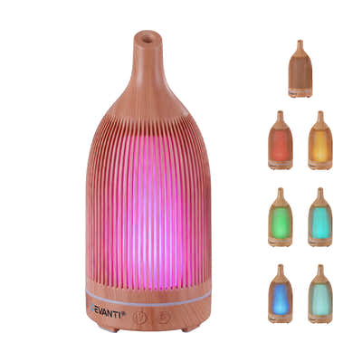 DS NA Devanti Ultrasonic Aroma Diffuser Aromatherapy 200ml LED Lights wood grain
