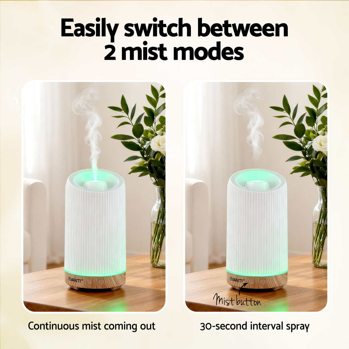 DS NA Devanti Ultrasonic Aroma Diffuser Aromatherapy 200ml LED Lights