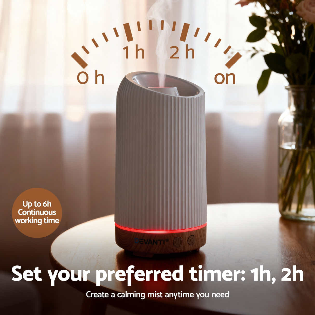 DS NA Devanti Ultrasonic Aroma Diffuser Aromatherapy 200ml LED Lights