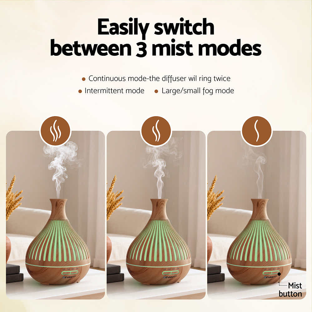 DS NA Devanti Ultrasonic Aroma Diffuser Aromatherapy 400ml LED Lights