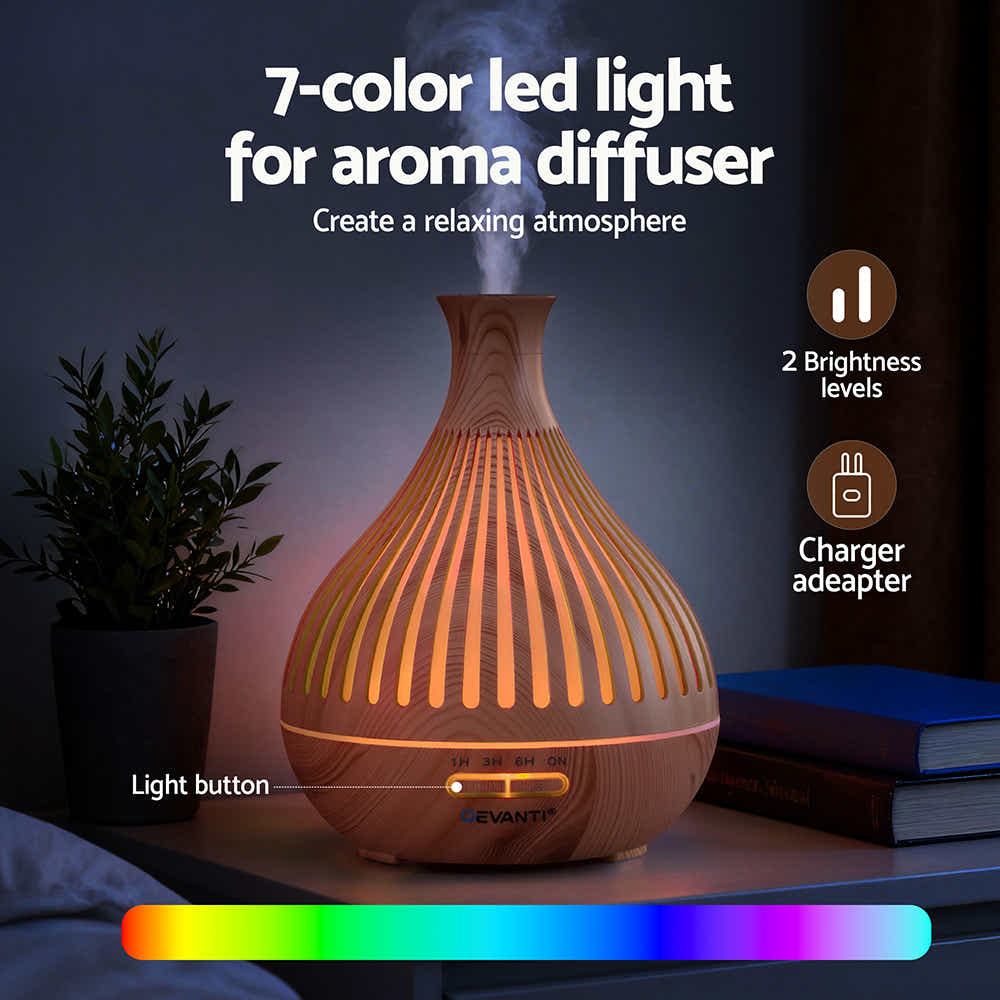 DS NA Devanti Ultrasonic Aroma Diffuser Aromatherapy 400ml LED Lights