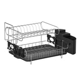 DS NA Dish Rack Drying Drainer Cup Holder Cutlery Tray Kitchen Organiser 2-Tier