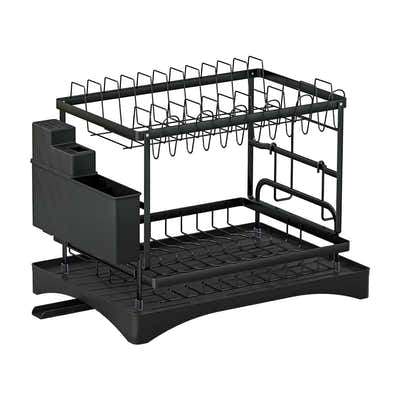 DS NA Dish Rack Expandable Drying Drainer Cutlery Holder Tray Kitchen 2 Tiers