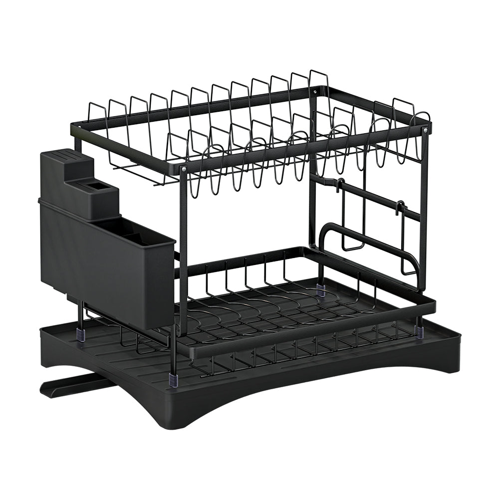 DS NA Dish Rack Expandable Drying Drainer Cutlery Holder Tray Kitchen 2 Tiers