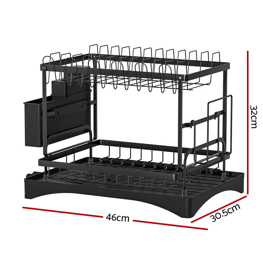 DS NA Dish Rack Expandable Drying Drainer Cutlery Holder Tray Kitchen 2 Tiers