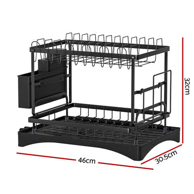 DS NA Dish Rack Expandable Drying Drainer Cutlery Holder Tray Kitchen 2 Tiers