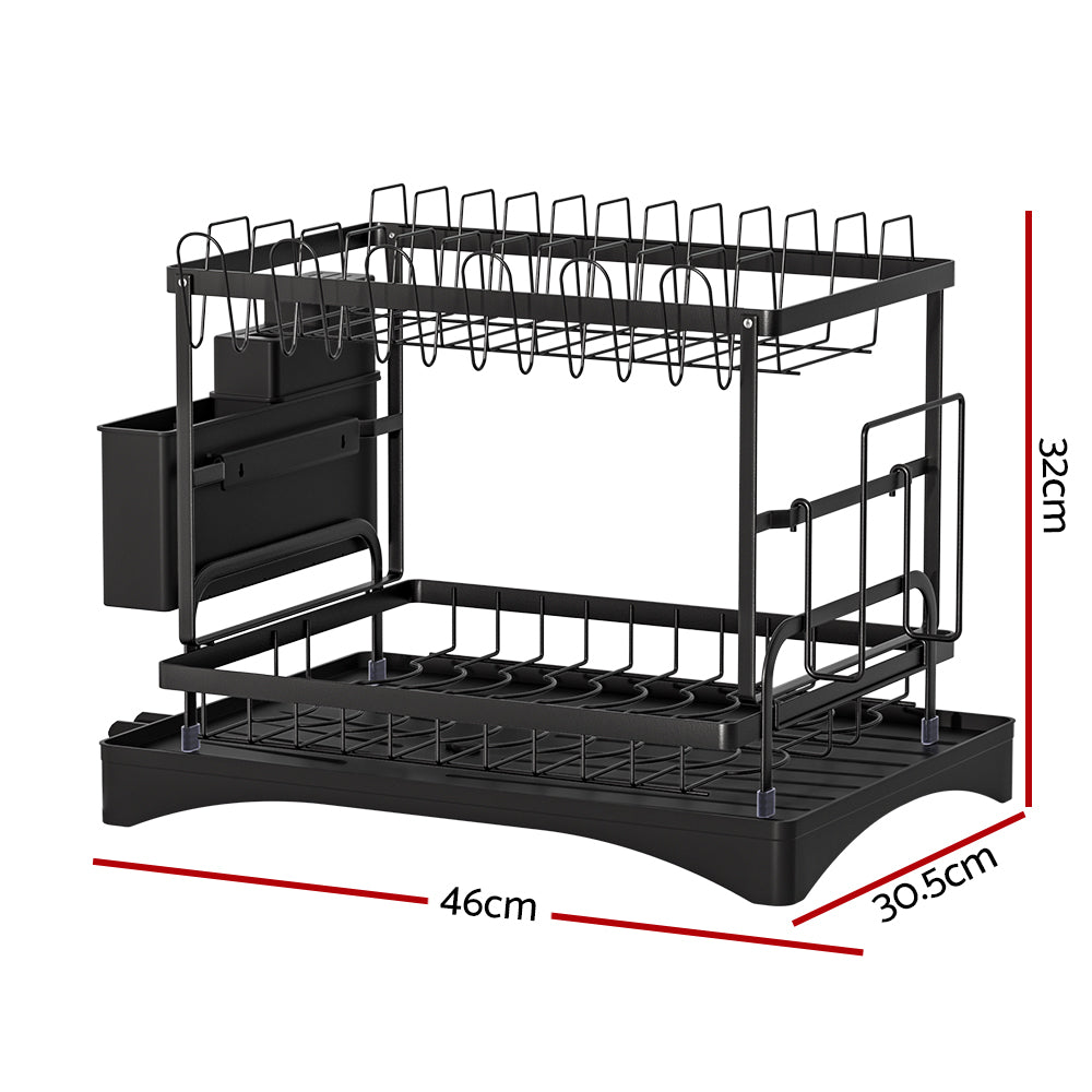 DS NA Dish Rack Expandable Drying Drainer Cutlery Holder Tray Kitchen 2 Tiers