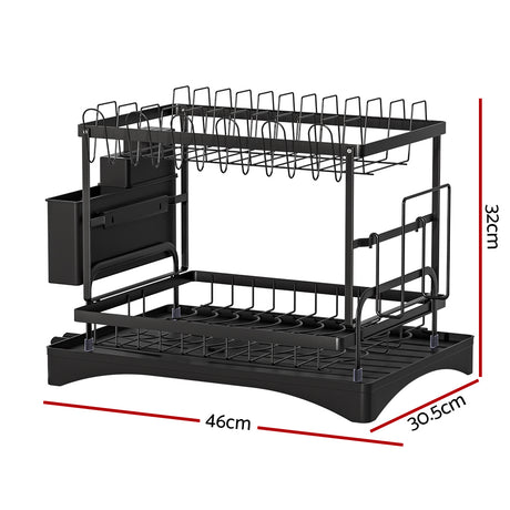 DS NA Dish Rack Expandable Drying Drainer Cutlery Holder Tray Kitchen 2 Tiers