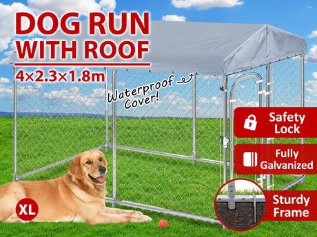 Dog Run with roof 4X2.3X1.8M
