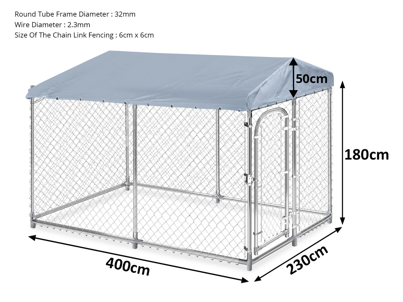 Dog Run with roof 4X2.3X1.8M