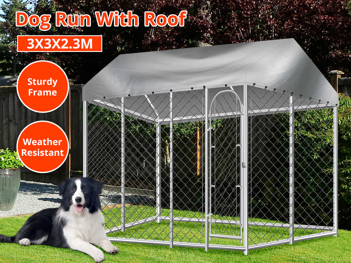 Dog Run with Roof - 3m x 3m x 2.3m