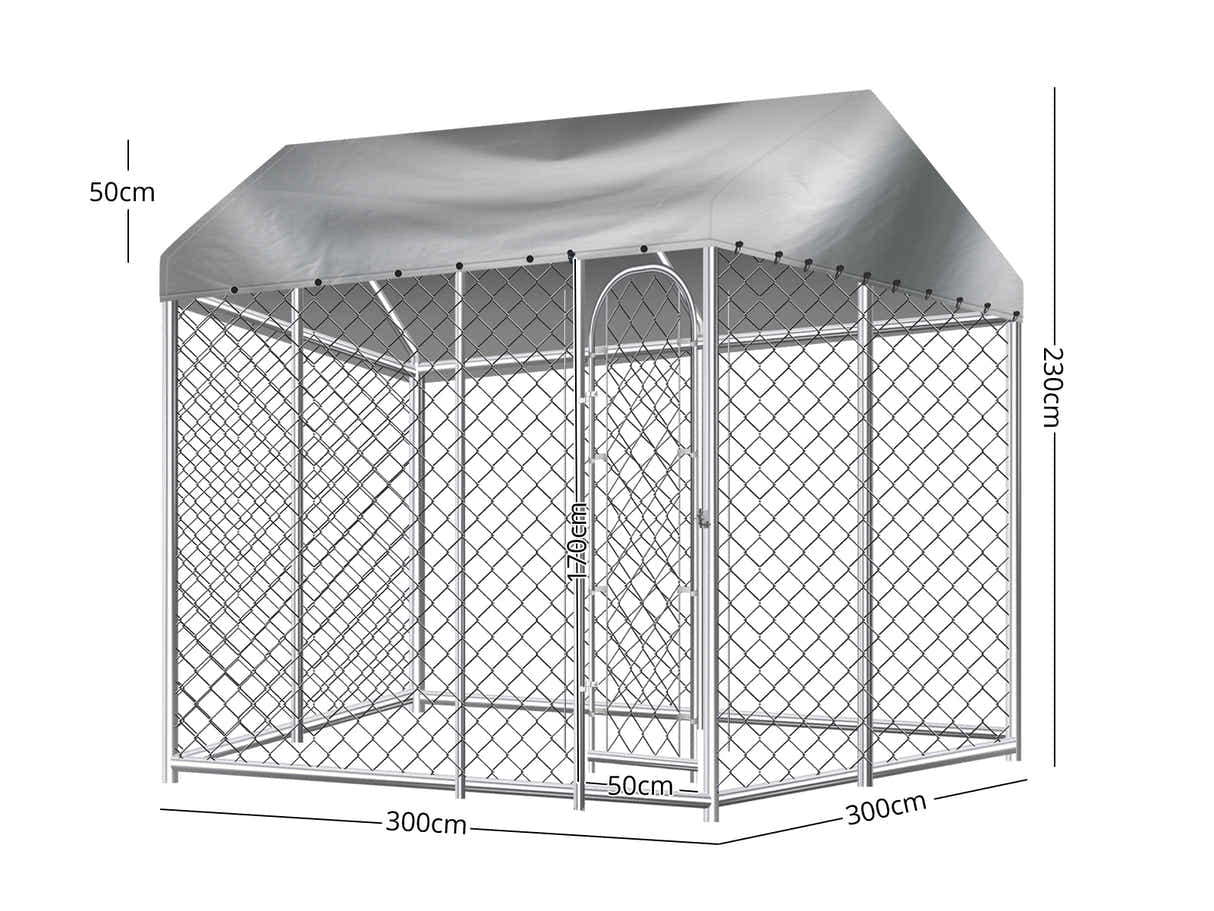 Dog Run with Roof - 3m x 3m x 2.3m