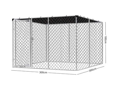 Dog Run with Shade Sail - 3m x 3m x 1.8m