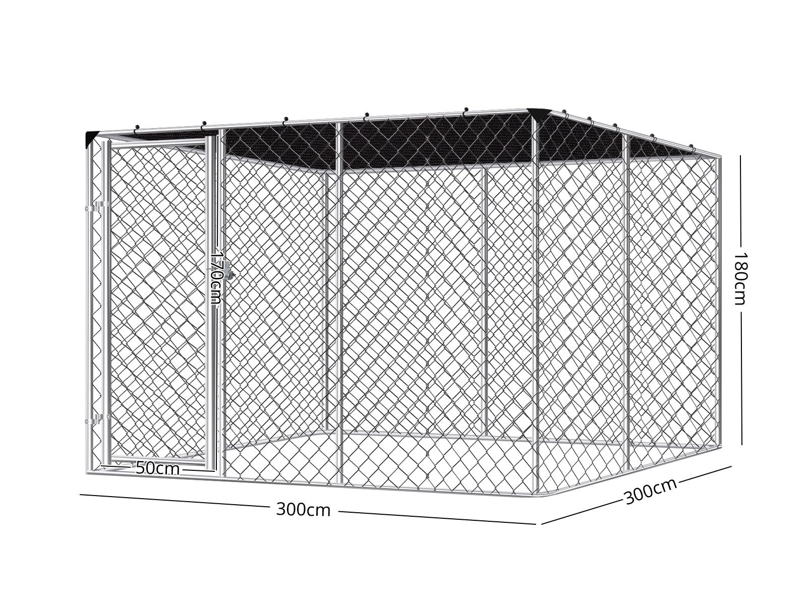 Dog run D with shade sail 3x3x1.8m