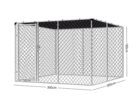 Dog run D with shade sail 3x3x1.8m