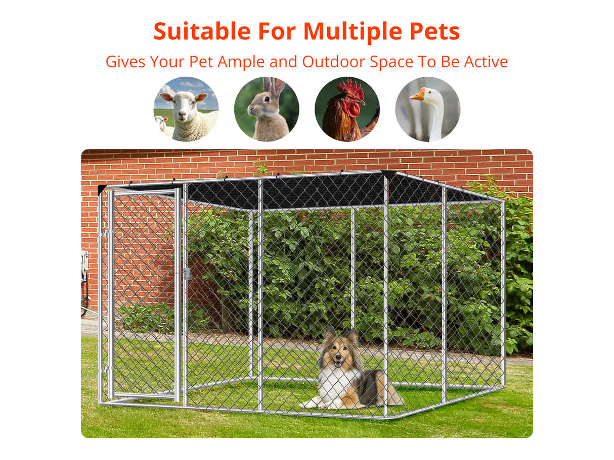 Dog Run with Shade Sail - 3m x 3m x 1.8m