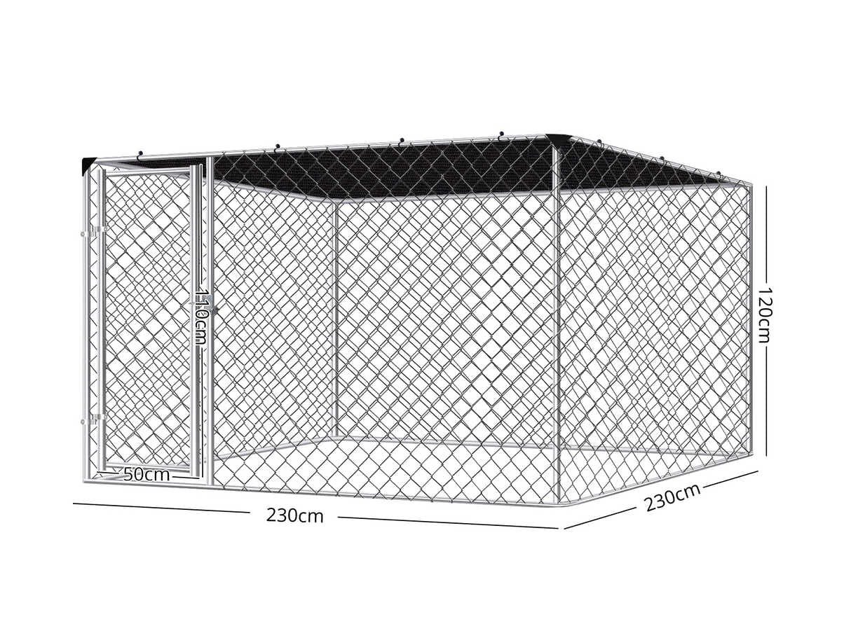 Dog run D with shade sail 2.3x2.3x1.2m