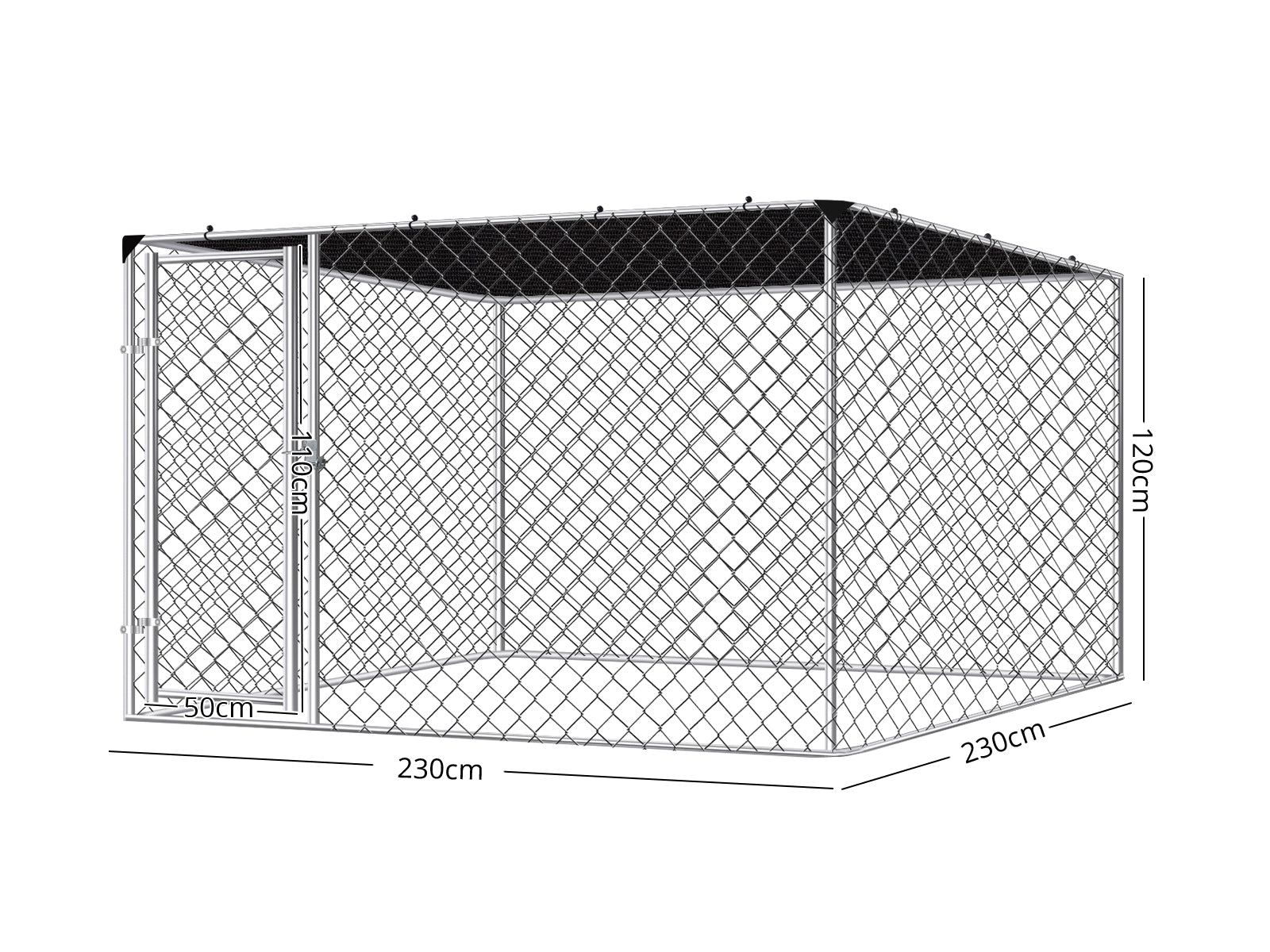 Dog run D with shade sail 2.3x2.3x1.2m