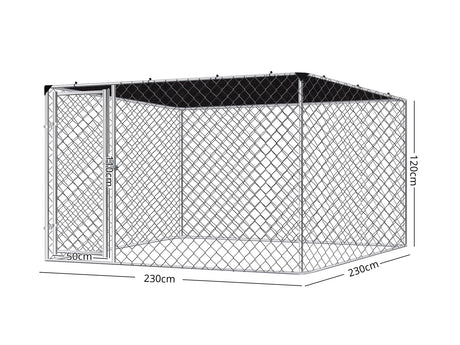 Dog run D with shade sail 2.3x2.3x1.2m