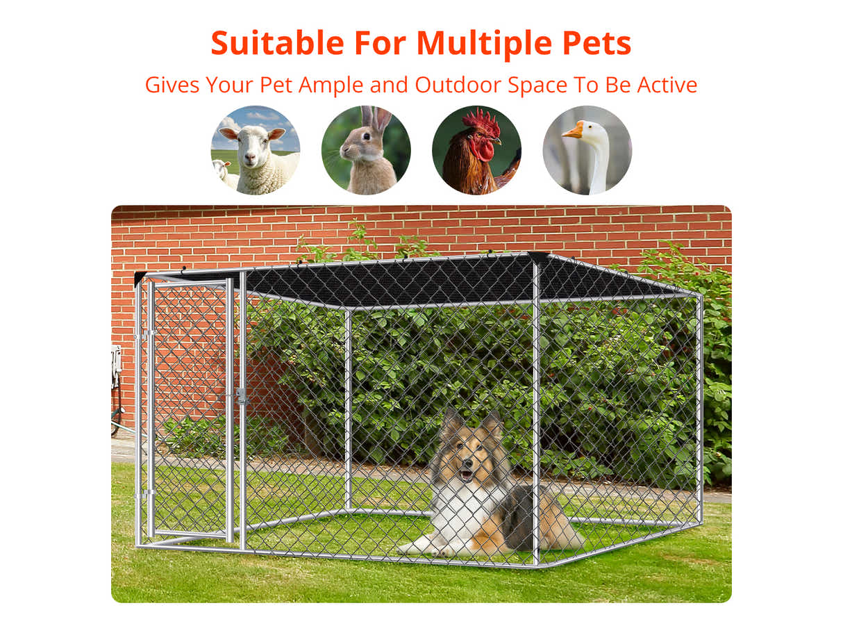 Dog run D with shade sail 2.3x2.3x1.2m