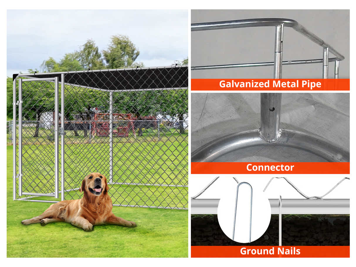 Dog run D with shade sail 2.3x2.3x1.2m